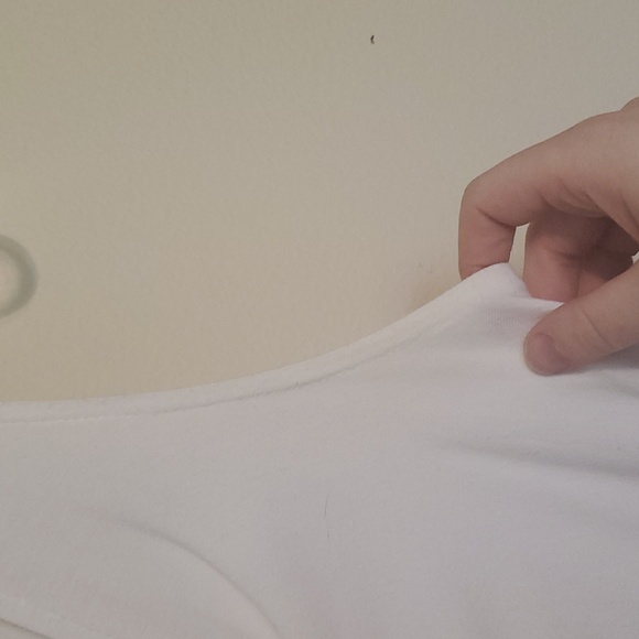 New York and Company Stretch white Sleeveless V neck dressy tank top - Picture 4 of 5